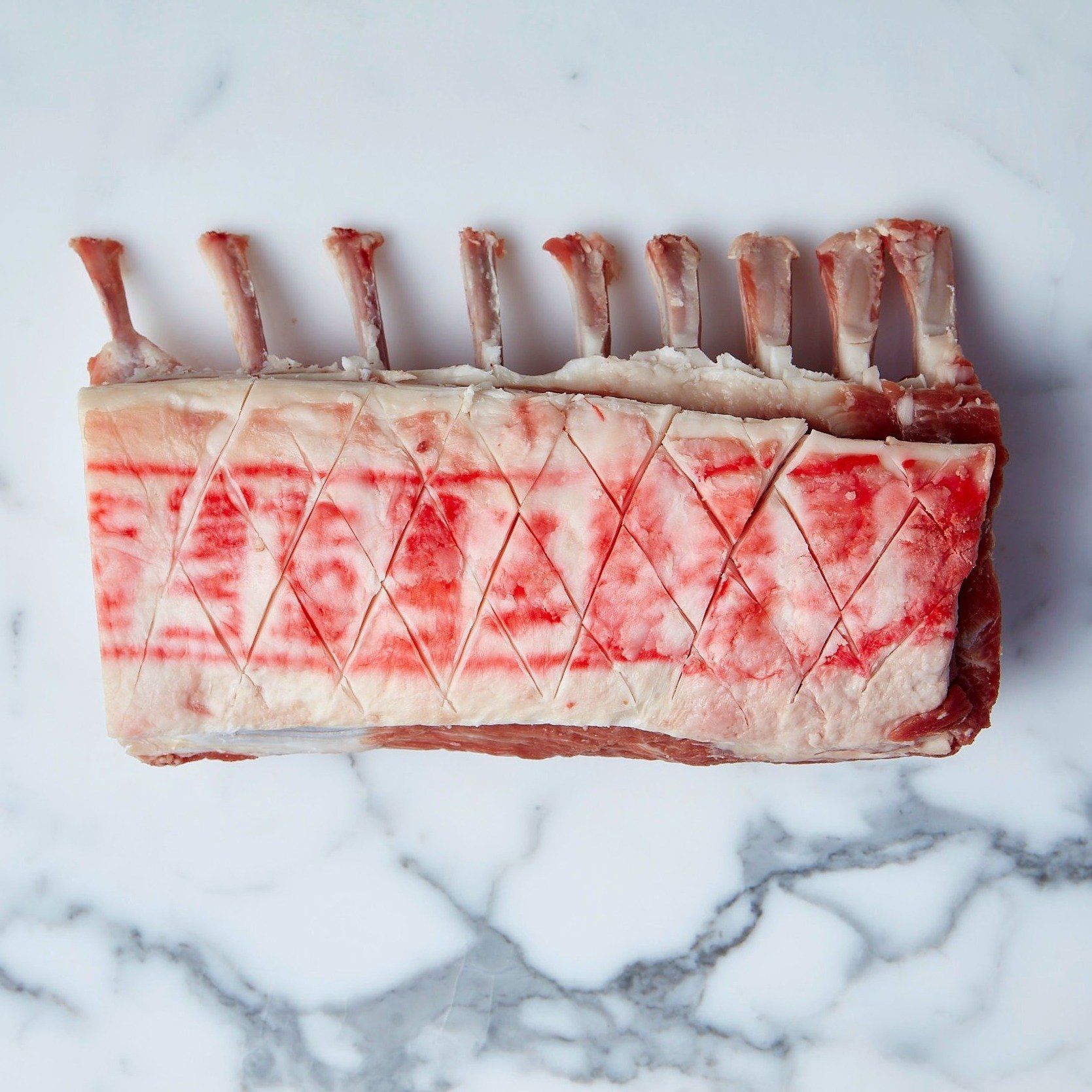 Lamb Rack Cap On 9-Rib French Trim Free Range (1x piece approx. 750-850g) Vic's Meat 